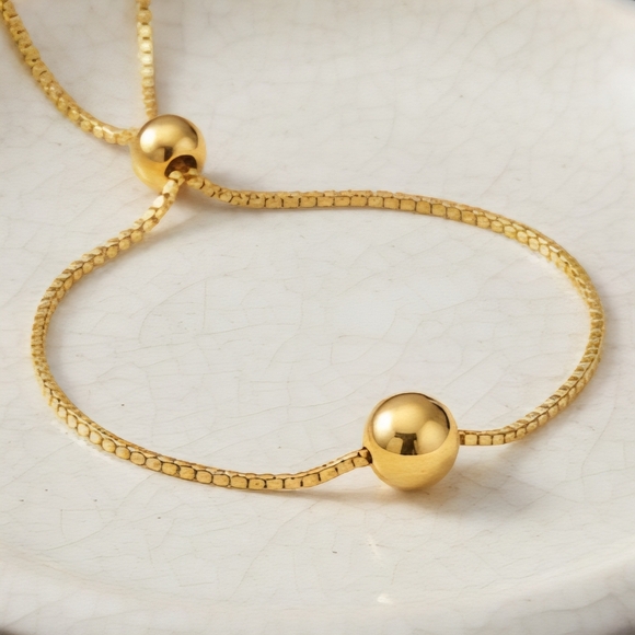 Elegant 18K Gold Plated Beaded Adjustable Bracelet | Minimalist Dainty Chic - Picture 15 of 15